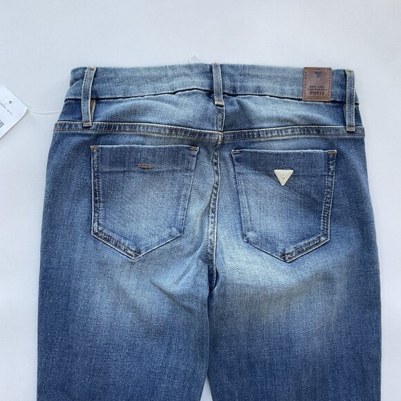Guess Women’s Tailored Mini Boot Cut Jeans In Blue Denim Size 25 - Picture 10 of 11